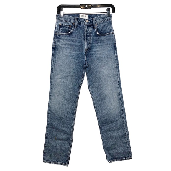 Agolde Ripley Straight Leg Jeans in Forfeit Blue Denim Jean Size 24 Revolve - Picture 2 of 16